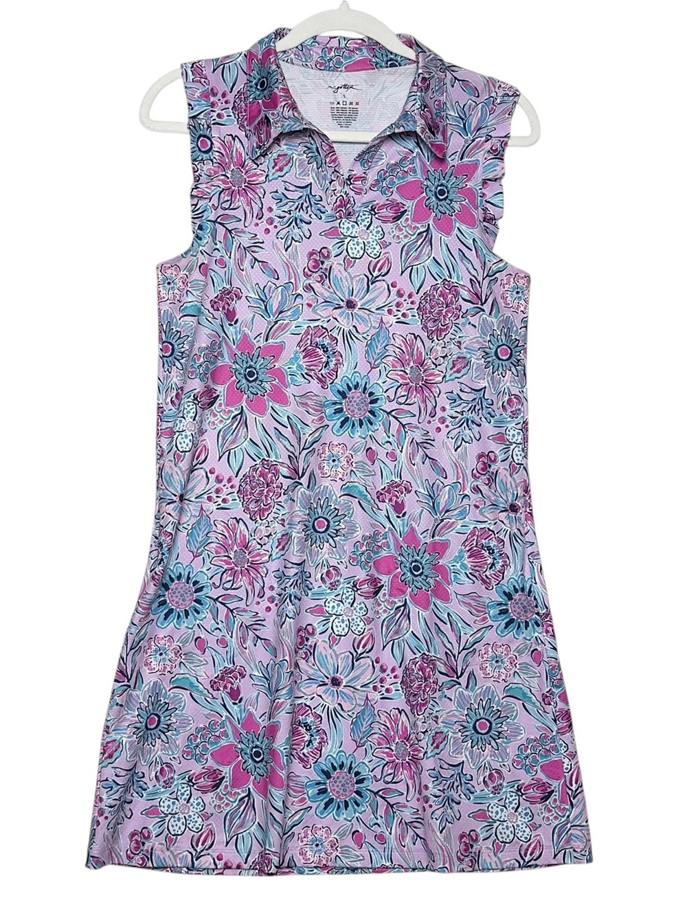 X by Gottex S Athletic Tennis Golf Dress Ruffles Sleeveless Floral Colorful